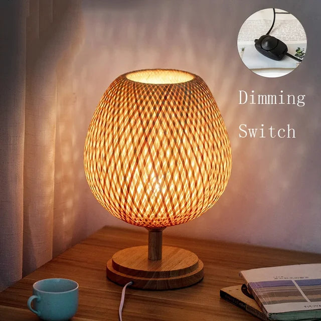 Antiquebamboo - vintage bordlampe i bambus