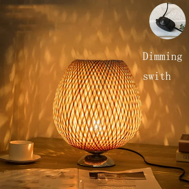 Antiquebamboo - vintage bordlampe i bambus