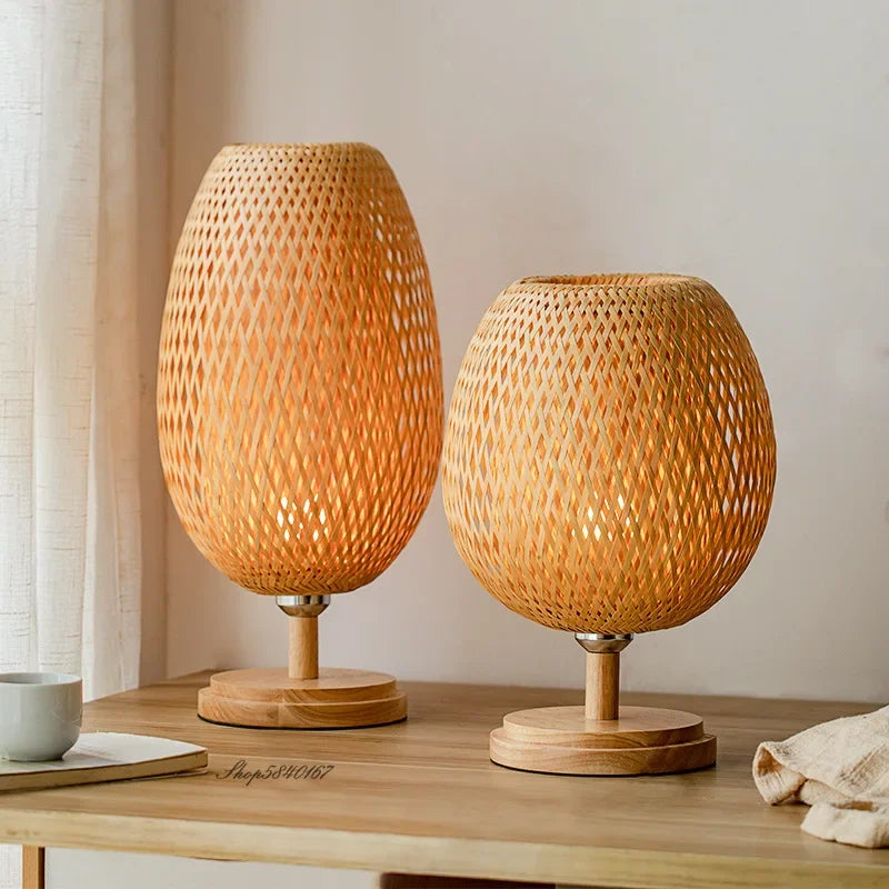 Antiquebamboo - vintage bordlampe i bambus