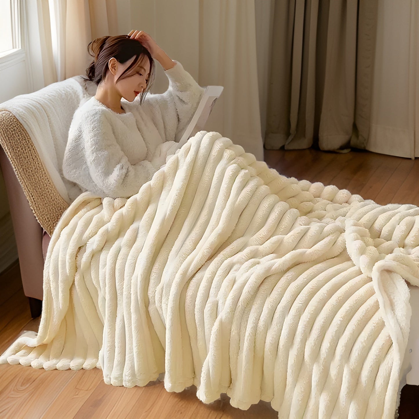 CozyBlanket - luxury plys fleece sofa tæppe - blødt, varmt og hyggeligt tæppe til sofa og stue
